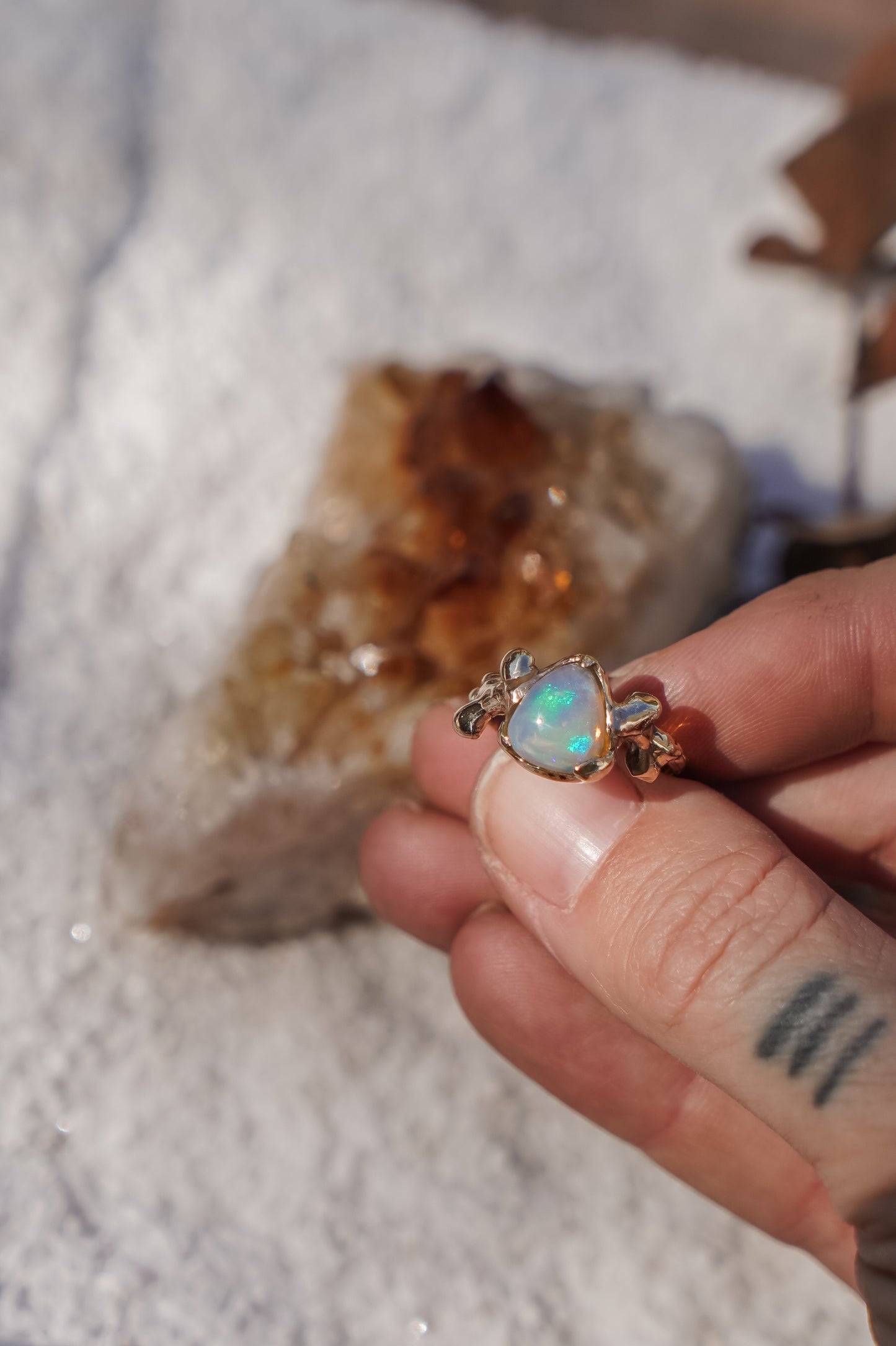 Enchanted Flow Ring with Ethiopian Opal size 7.5