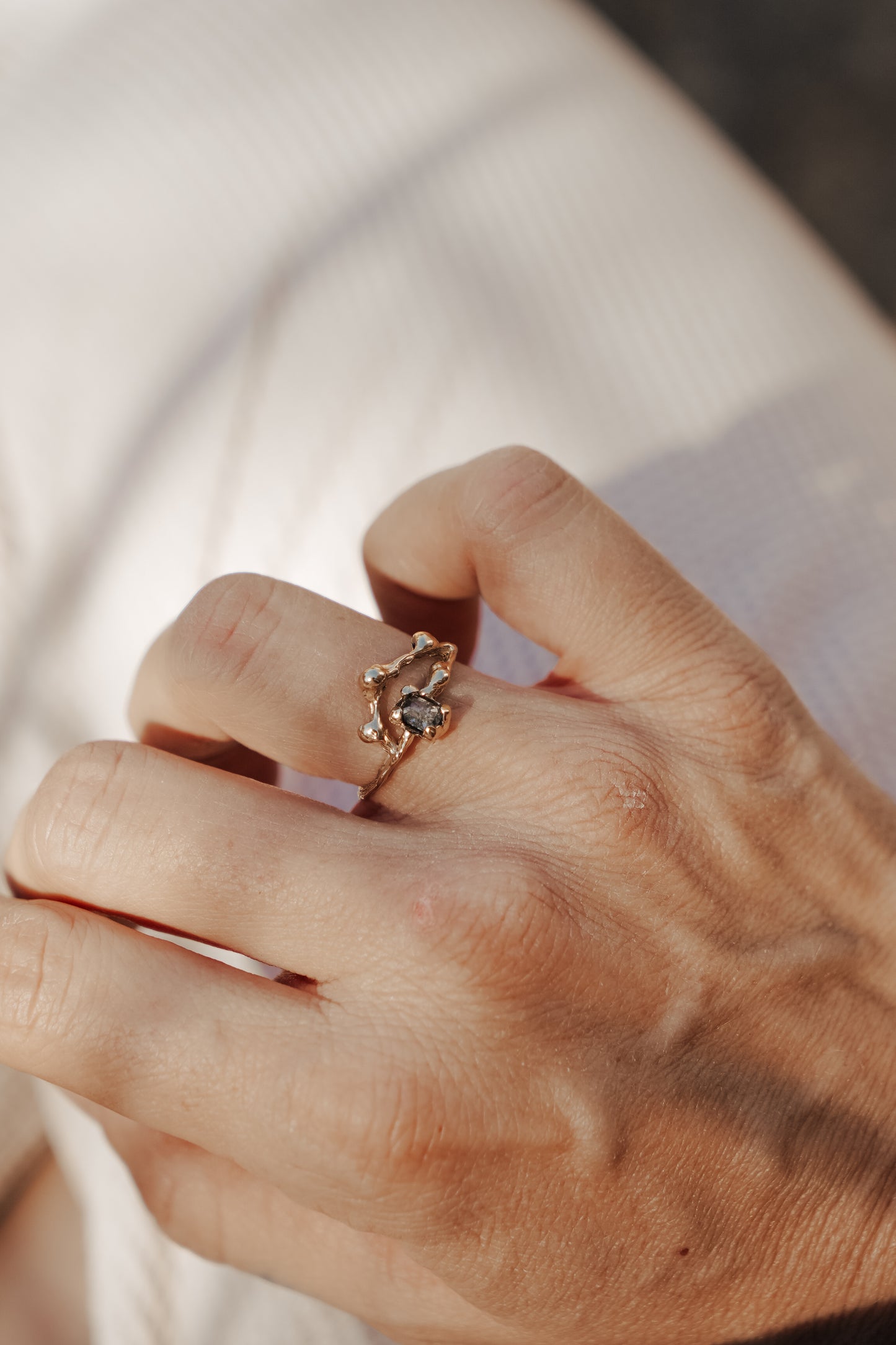 Celestial Arch Ring with Salt and Pepper Diamond