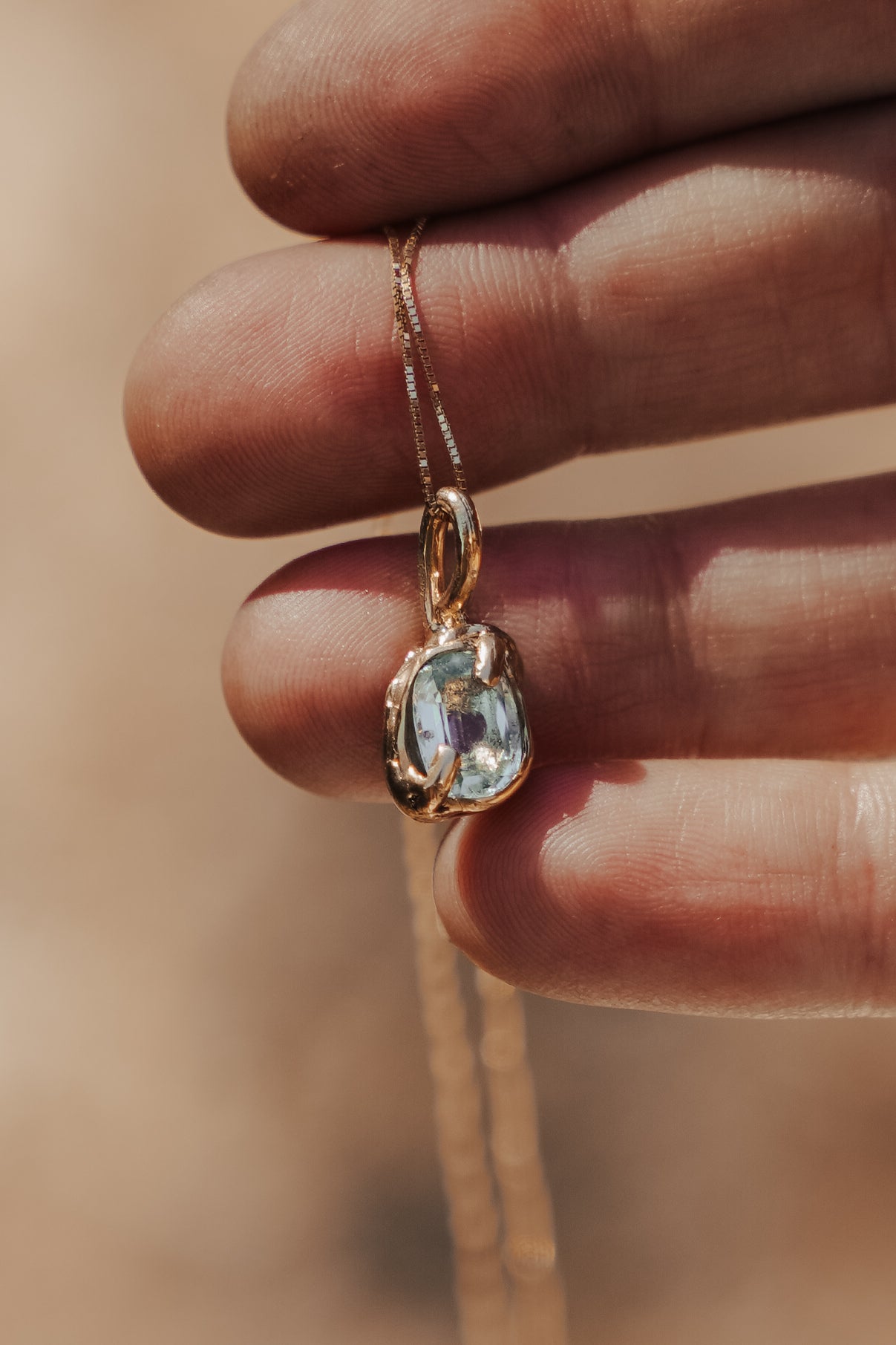 Aquamarine Prong Set Pendant