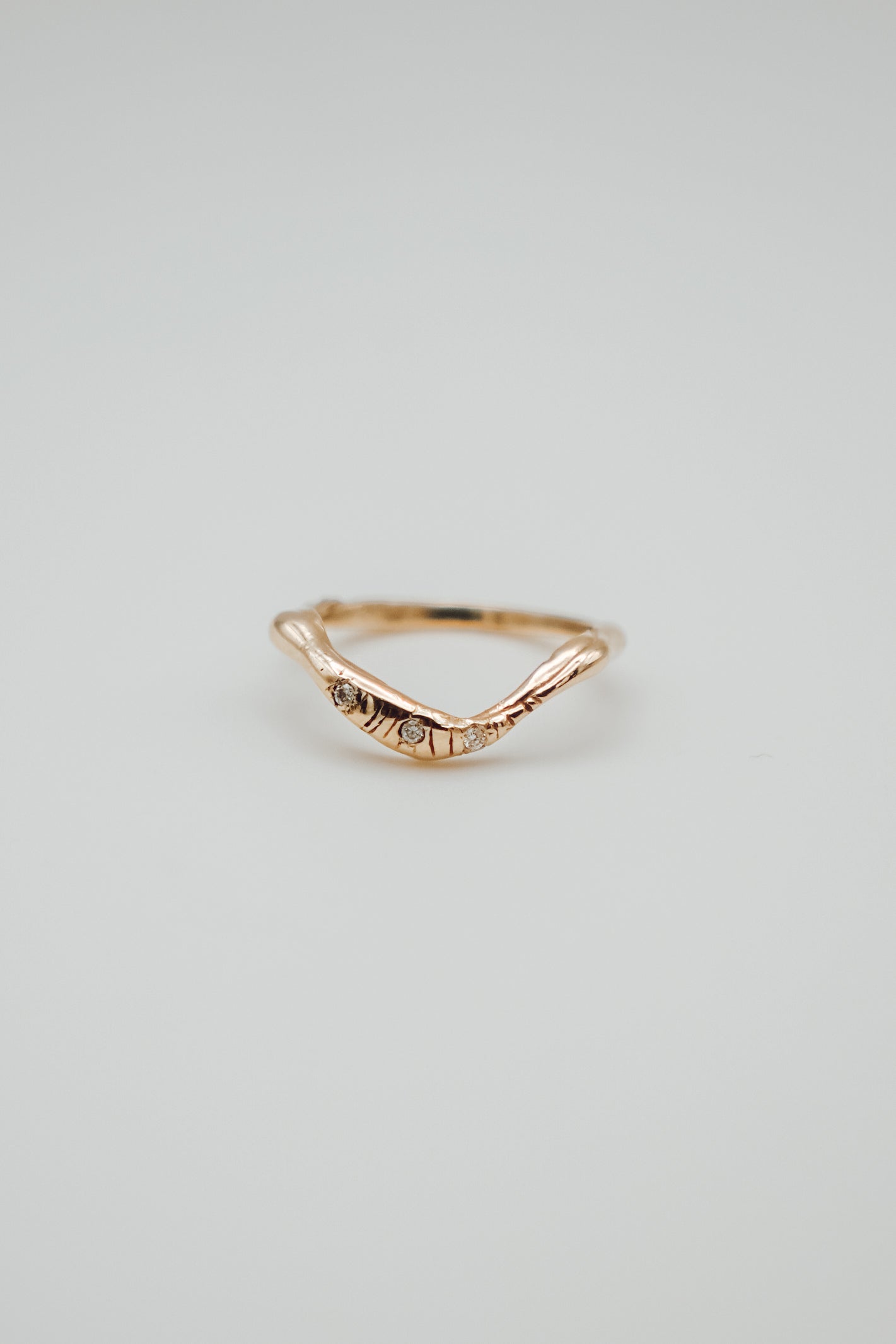 Crescent Echo Ring with Diamonds