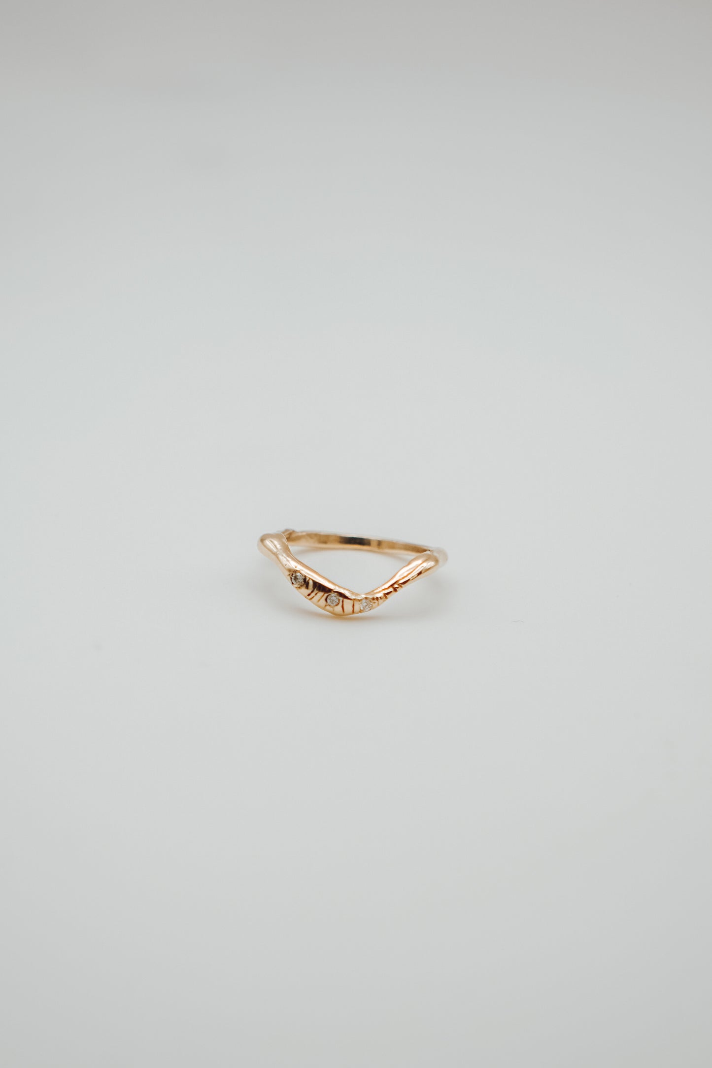 Crescent Echo Ring with Diamonds