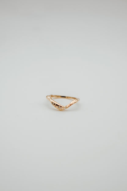 Crescent Echo Ring with Diamonds