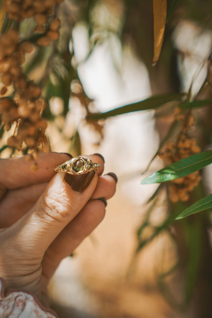 Peridot Triple Stoned Ring